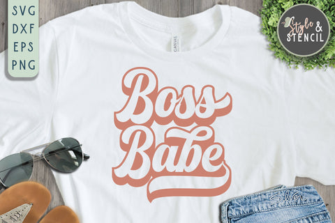 Boss Babe Retro SVG - PNG, DXF, SVG, EPS, Cut File SVG Style and Stencil 