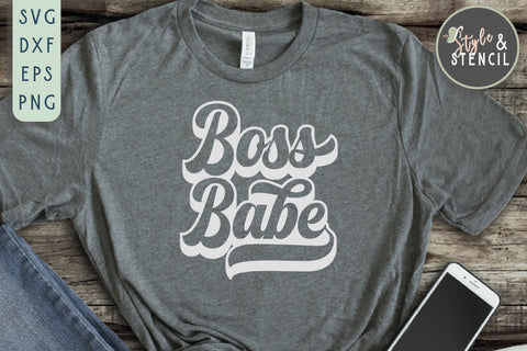 Boss Babe Retro SVG - PNG, DXF, SVG, EPS, Cut File SVG Style and Stencil 