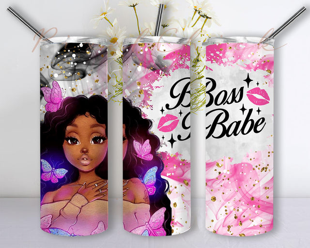 Boss Babe Sublimation Design, 20oz Skinny Tumbler Design, Tumbler Wrap, PNG Instant Download Sublimation PixelChick 