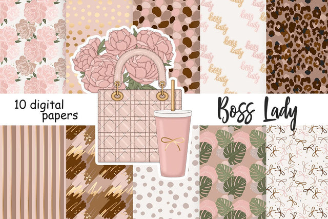Boss Lady Digital Paper | Girl Boss Background Digital Pattern GlamArtZhanna 