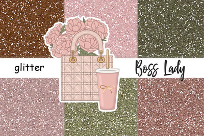 Boss Lady Glitter Paper | Sparkle Background Bundle Digital Pattern GlamArtZhanna 