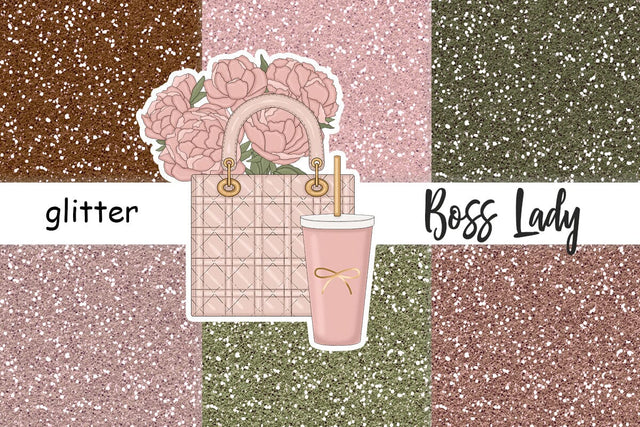 Boss Lady Glitter Paper | Sparkle Background Bundle Digital Pattern GlamArtZhanna 