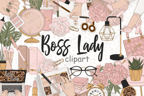 Boss Lady Illustration | Planner Girl Clipart Bundle SVG GlamArtZhanna 