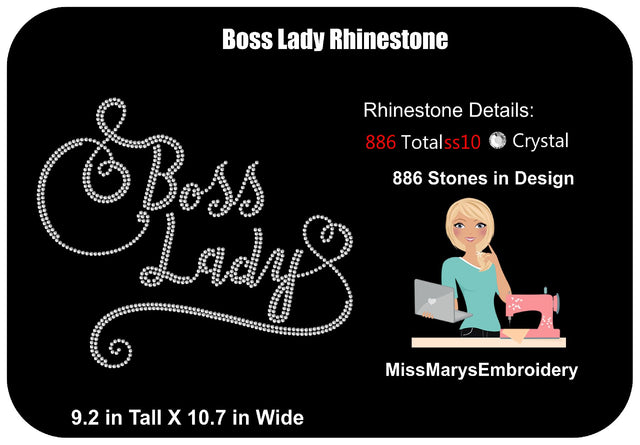 Boss Lady Rhinestone SVG MissMarysEmbroidery 