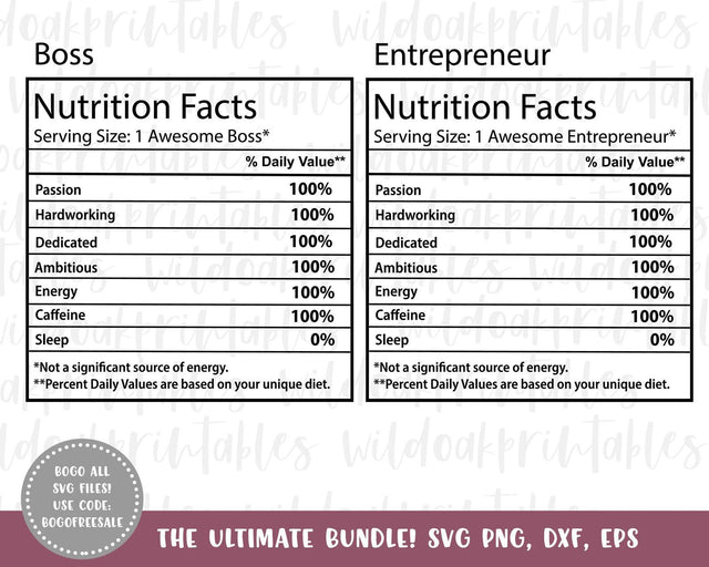 boss nutrition facts labels svg, entrepreneur svg, boss svg, entrepreneur nutrition facts labels, entrepreneur svg files, boss svg bundle SVG WildOakSVG 