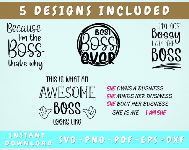 Boss SVG Bundle - 5 Designs SVG HappyDesignStudio 
