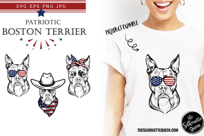 Boston Terrier Dog Patriotic Cut files and Sublimation SVG Loveleen Kaur 