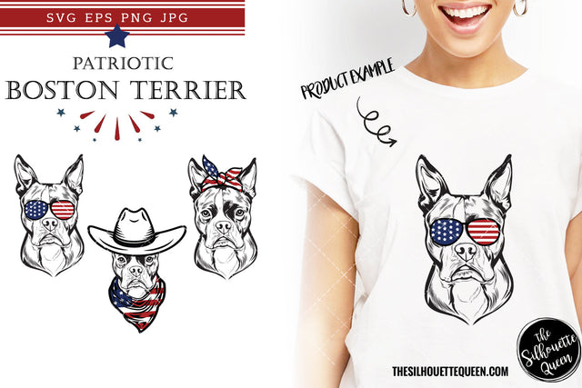 Boston Terrier Dog Patriotic Cut files and Sublimation SVG Loveleen Kaur 