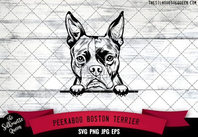 Boston Terrier Peek A Boo | Peekaboo | Peeking Dog Face SVG for Glowforge, Cricut, Laser, Silhouette, Scan n cut files SVG Loveleen Kaur 