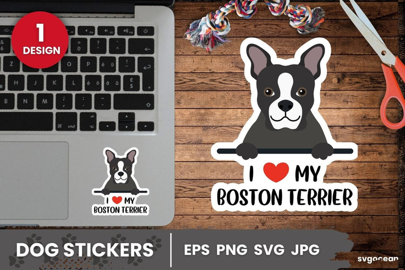 Boston Terrier Sticker SVG | Printable | Digital planner SVG SvgOcean 