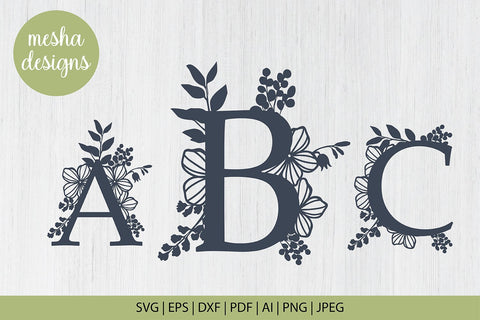 Botanical Alphabets monogram set A-Z Svg Cut file SVG DIYCUTTINGFILES 