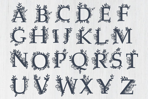 Botanical Alphabets monogram set A-Z Svg Cut file SVG DIYCUTTINGFILES 