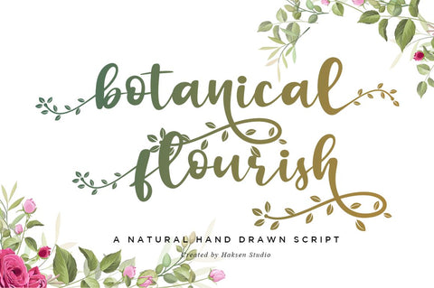 Botanical Flourish a Natural Handwritten Font Font Haksen 