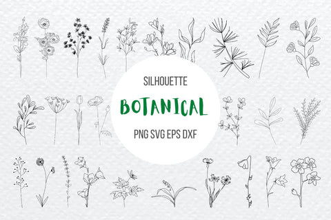 Botanical Flowers Silhouette Bundle SVG SvgOcean 
