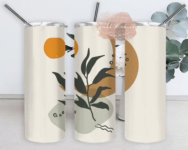 Botanical Leaves Tumbler Png, Boho Moon 20oz Skinny Tumbler, Boho Botanical Design Tumbler, Leaves Sublimation Design, Digital Download Sublimation Rabbitmakies 