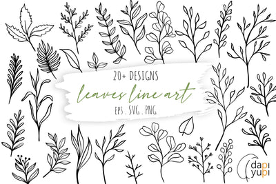 Botanical Line Art Clipart Floral Set SVG dapiyupi store 