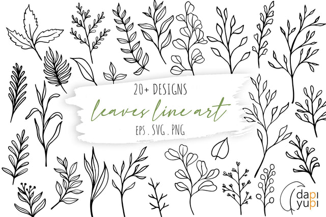 Botanical Line Art Clipart Floral Set SVG dapiyupi store 