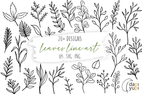 Botanical Line Art Clipart Floral Set SVG dapiyupi store 
