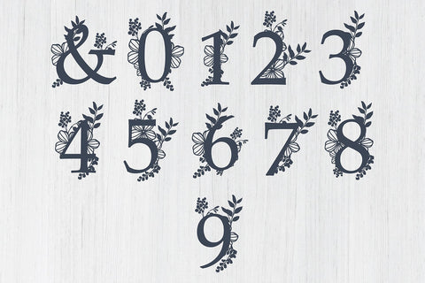 Botanical numbers Monogram Set 0-9 Svg cut file SVG DIYCUTTINGFILES 