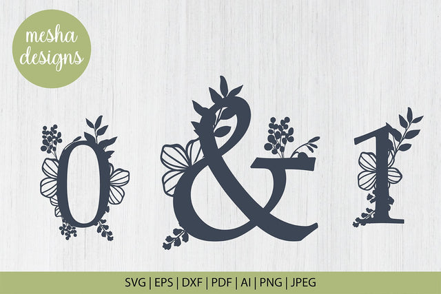 Botanical numbers Monogram Set 0-9 Svg cut file SVG DIYCUTTINGFILES 