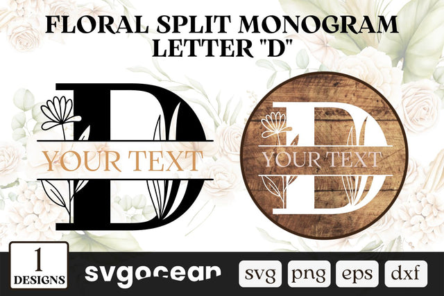 Botanical Split Monogram Letter D SVG SVG SvgOcean 