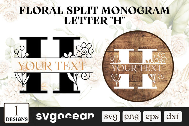Botanical Split Monogram Letter H SVG SVG SvgOcean 