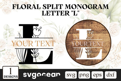 Botanical Split Monogram Letter L SVG SVG SvgOcean 