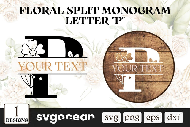 Botanical Split Monogram Letter P SVG SVG SvgOcean 