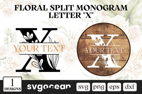 Botanical Split Monogram Letter X SVG SVG SvgOcean 