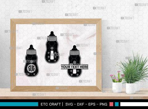 Bottle Bundle Monogram, Baby Bottle Silhouette, Baby Bottle SVG, Baby Nipples Svg, Pacifier Svg, Milk Bottle Svg, Newborn Svg, SB00010 SVG ETC Craft 