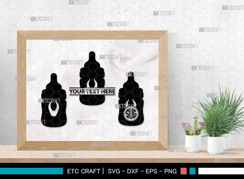 Bottle Bundle Monogram, Baby Bottle Silhouette, Baby Bottle SVG, Baby Nipples Svg, Pacifier Svg, Milk Bottle Svg, Newborn Svg, SB00010 SVG ETC Craft 