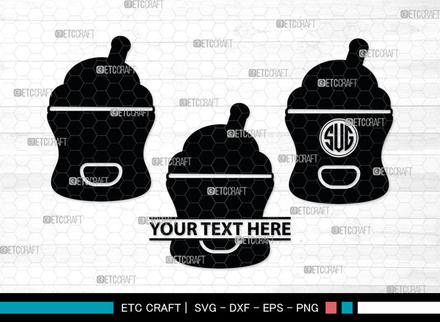Bottle Bundle Monogram, Baby Bottle Silhouette, Baby Bottle SVG, Baby Nipples Svg, Pacifier Svg, Milk Bottle Svg, Newborn Svg, SB00010 SVG ETC Craft 