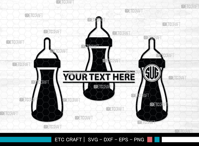 Bottle Bundle Monogram, Baby Bottle Silhouette, Baby Bottle SVG, Baby Nipples Svg, Pacifier Svg, Milk Bottle Svg, Newborn Svg, SB00010 SVG ETC Craft 