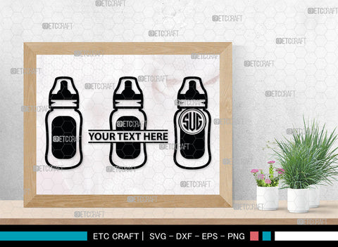 Bottle Bundle Monogram, Baby Bottle Silhouette, Baby Bottle SVG, Baby Nipples Svg, Pacifier Svg, Milk Bottle Svg, Newborn Svg, SB00010 SVG ETC Craft 