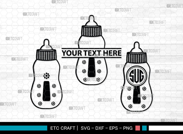 Bottle Bundle Monogram, Baby Bottle Silhouette, Baby Bottle SVG, Baby Nipples Svg, Pacifier Svg, Milk Bottle Svg, Newborn Svg, SB00010 SVG ETC Craft 