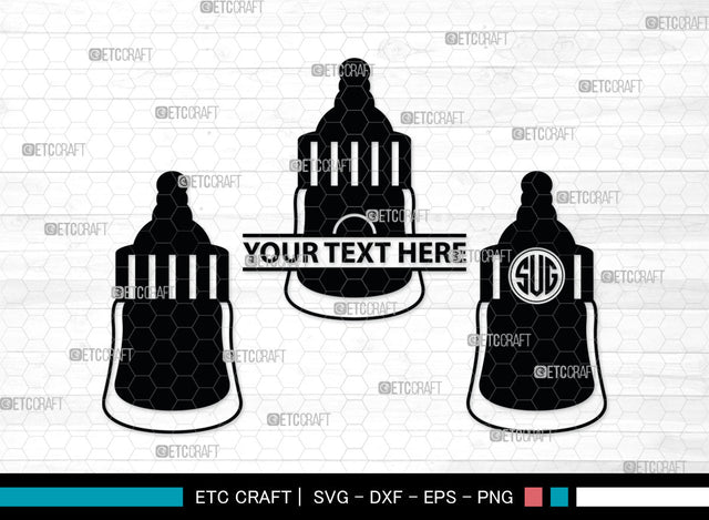 Bottle Bundle Monogram, Baby Bottle Silhouette, Baby Bottle SVG, Baby Nipples Svg, Pacifier Svg, Milk Bottle Svg, Newborn Svg, SB00010 SVG ETC Craft 