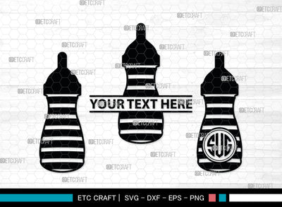 Bottle Bundle Monogram, Baby Bottle Silhouette, Baby Bottle SVG, Baby Nipples Svg, Pacifier Svg, Milk Bottle Svg, Newborn Svg, SB00010 SVG ETC Craft 