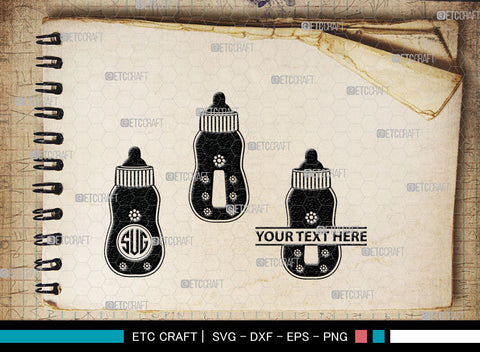 Bottle Bundle Monogram, Baby Bottle Silhouette, Baby Bottle SVG, Baby Nipples Svg, Pacifier Svg, Milk Bottle Svg, Newborn Svg, SB00010 SVG ETC Craft 