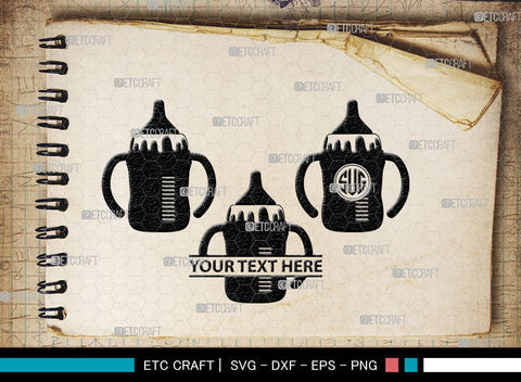 Bottle Bundle Monogram, Baby Bottle Silhouette, Baby Bottle SVG, Baby Nipples Svg, Pacifier Svg, Milk Bottle Svg, Newborn Svg, SB00010 SVG ETC Craft 