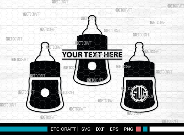 Bottle Bundle Monogram, Baby Bottle Silhouette, Baby Bottle SVG, Baby Nipples Svg, Pacifier Svg, Milk Bottle Svg, Newborn Svg, SB00010 SVG ETC Craft 