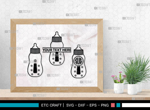 Bottle Bundle Monogram, Baby Bottle Silhouette, Baby Bottle SVG, Baby Nipples Svg, Pacifier Svg, Milk Bottle Svg, Newborn Svg, SB00010 SVG ETC Craft 