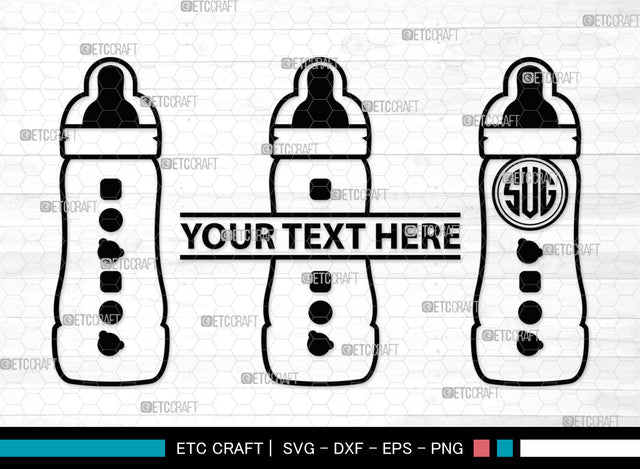 Bottle Bundle Monogram, Baby Bottle Silhouette, Baby Bottle SVG, Baby Nipples Svg, Pacifier Svg, Milk Bottle Svg, Newborn Svg, SB00010 SVG ETC Craft 
