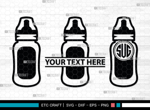 Bottle Bundle Monogram, Baby Bottle Silhouette, Baby Bottle SVG, Baby Nipples Svg, Pacifier Svg, Milk Bottle Svg, Newborn Svg, SB00010 SVG ETC Craft 