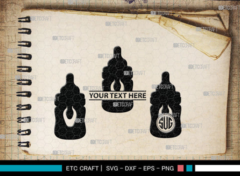 Bottle Bundle Monogram, Baby Bottle Silhouette, Baby Bottle SVG, Baby Nipples Svg, Pacifier Svg, Milk Bottle Svg, Newborn Svg, SB00010 SVG ETC Craft 