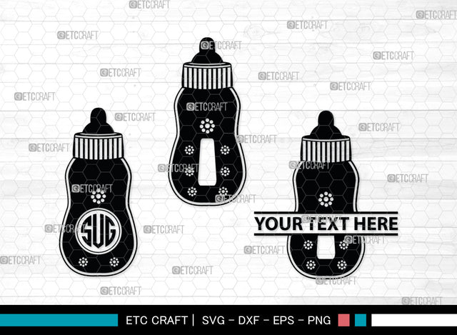 Bottle Bundle Monogram, Baby Bottle Silhouette, Baby Bottle SVG, Baby Nipples Svg, Pacifier Svg, Milk Bottle Svg, Newborn Svg, SB00010 SVG ETC Craft 