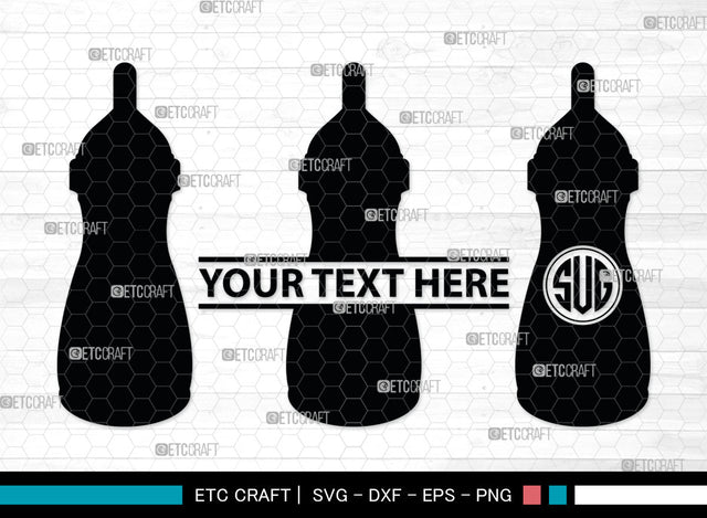 Bottle Bundle Monogram, Baby Bottle Silhouette, Baby Bottle SVG, Baby Nipples Svg, Pacifier Svg, Milk Bottle Svg, Newborn Svg, SB00010 SVG ETC Craft 