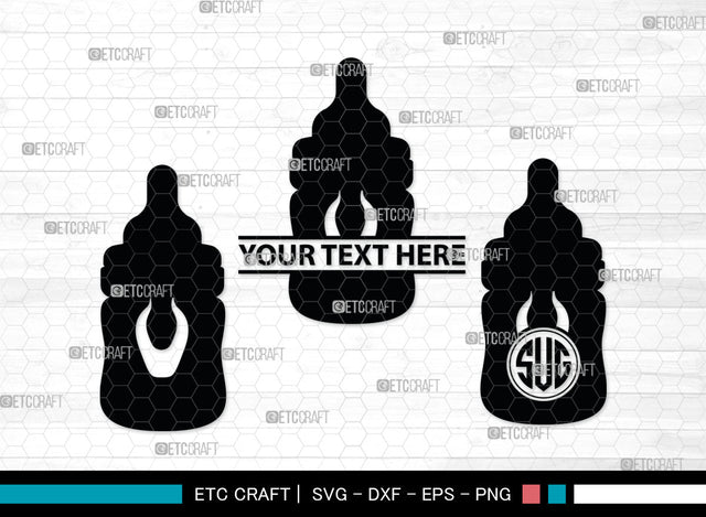 Bottle Bundle Monogram, Baby Bottle Silhouette, Baby Bottle SVG, Baby Nipples Svg, Pacifier Svg, Milk Bottle Svg, Newborn Svg, SB00010 SVG ETC Craft 