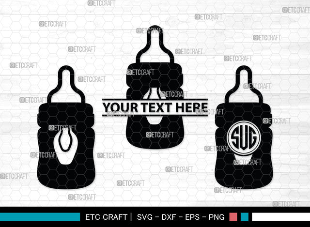 Bottle Bundle Monogram, Baby Bottle Silhouette, Baby Bottle SVG, Baby Nipples Svg, Pacifier Svg, Milk Bottle Svg, Newborn Svg, SB00010 SVG ETC Craft 