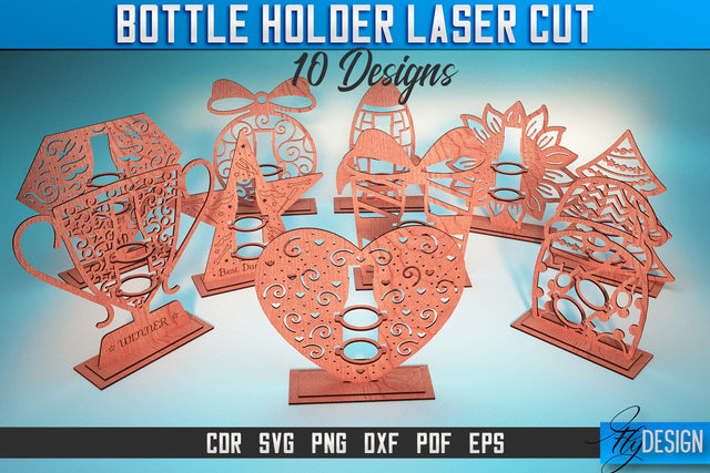 Bottle Holder Laser Cut SVG | Bottle Holder SVG Design | CNC Files SVG Fly Design 