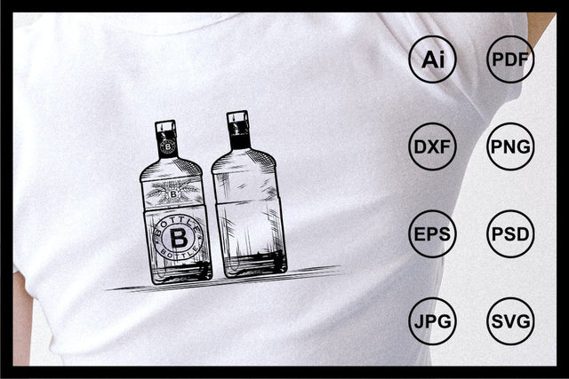 Bottle sketch design illustration SVG Leamsign Studio 